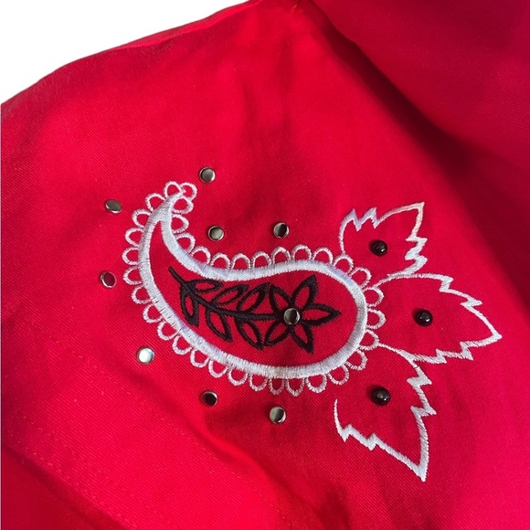 Choon Sport Red vintage 80s jean style jacket size 10 - Picture 3 of 11